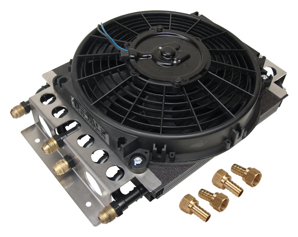 DERALE 15200 Dual Circuit Oil Cooler w/Fan 8AN